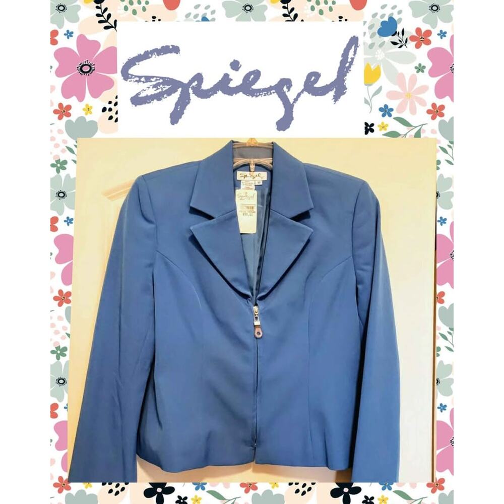 NWT Vintage Spiegel Women's Blue Dress Jacket / Blazer Lined Sz 10 - $99 Retail